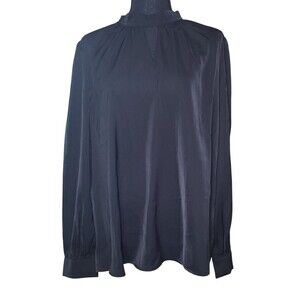 Allegra K NEW w/ Tags Women's XL Black Longsleeve Mock Neck Keyhole Blouse Shirt